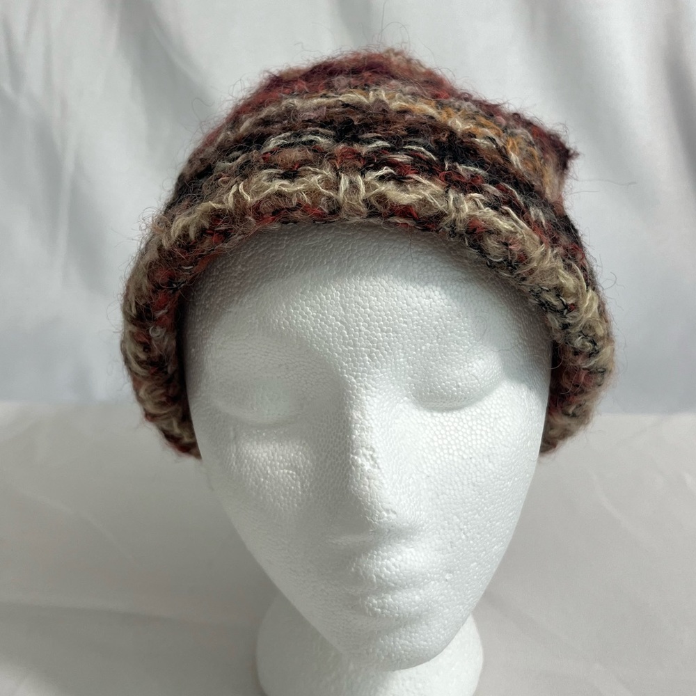 Italian Wool Blend Multicolor Knit Beanie Adult One Size Slouchy Boho - Picture 7 of 12